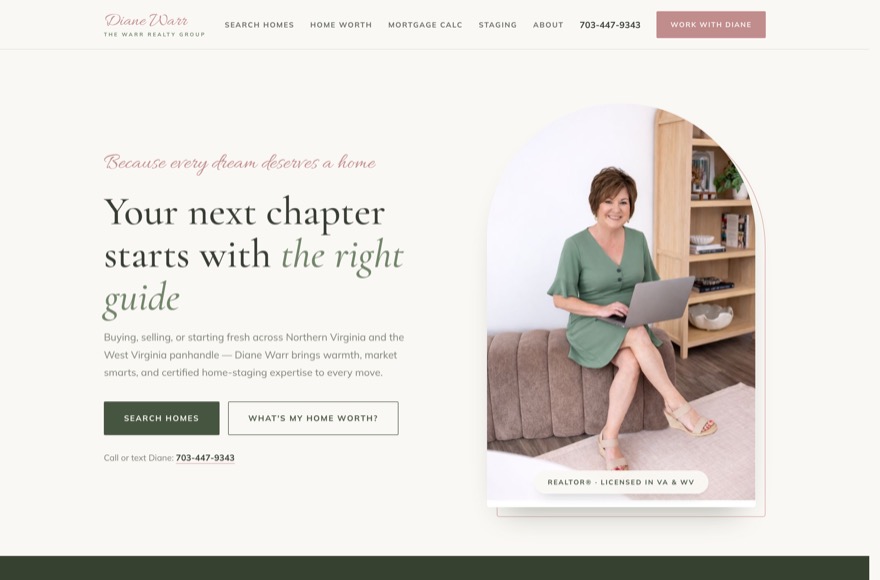 The Warr Realty Group website — real estate site with live MLS search